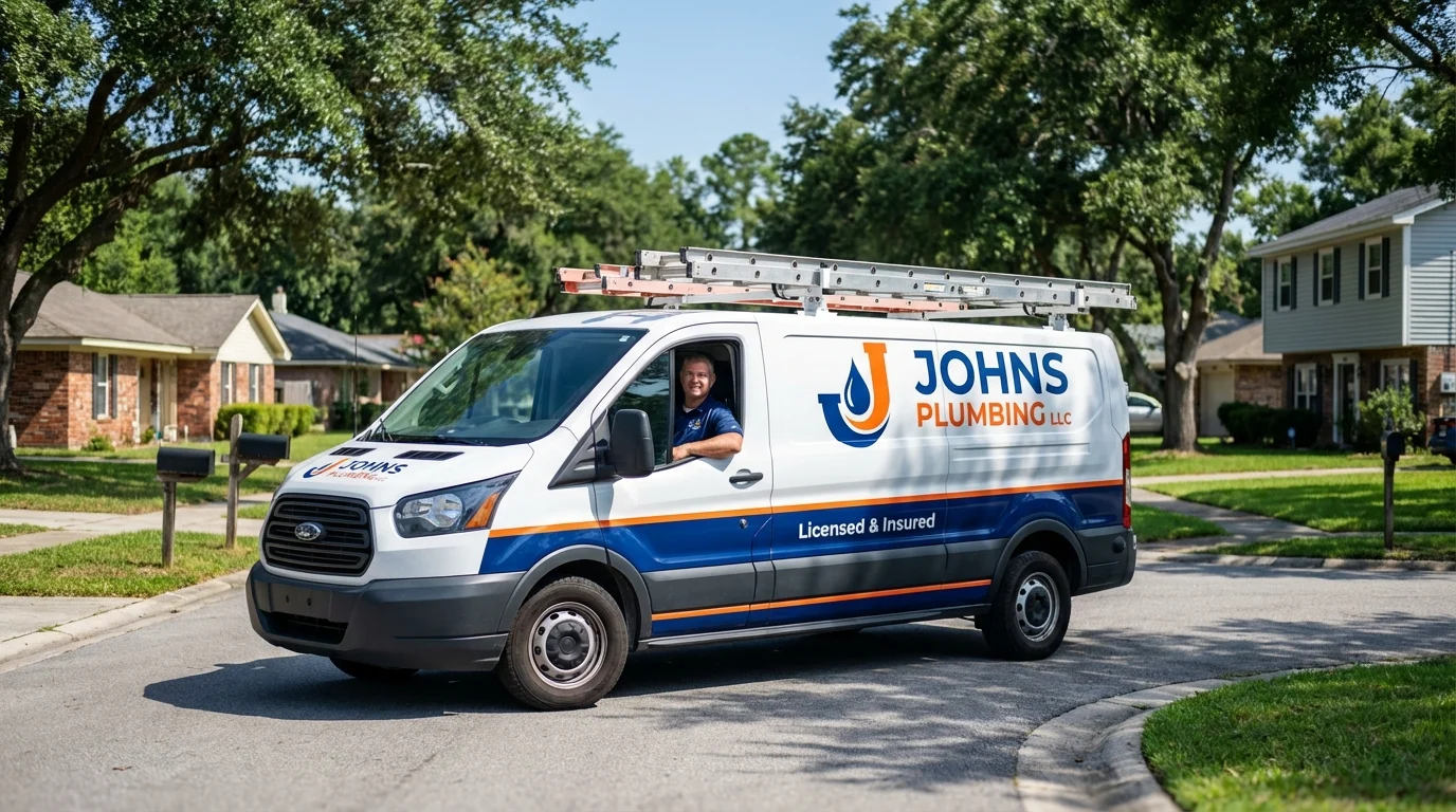 Johns Plumbing LLC service van in Riverdale, NJ