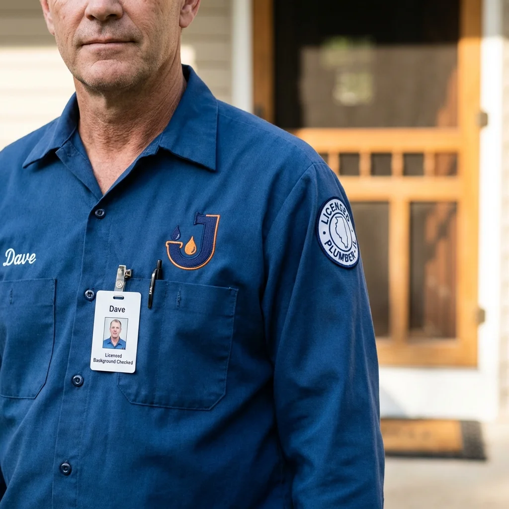 Licensed plumber showing ID badge in Riverdale, NJ