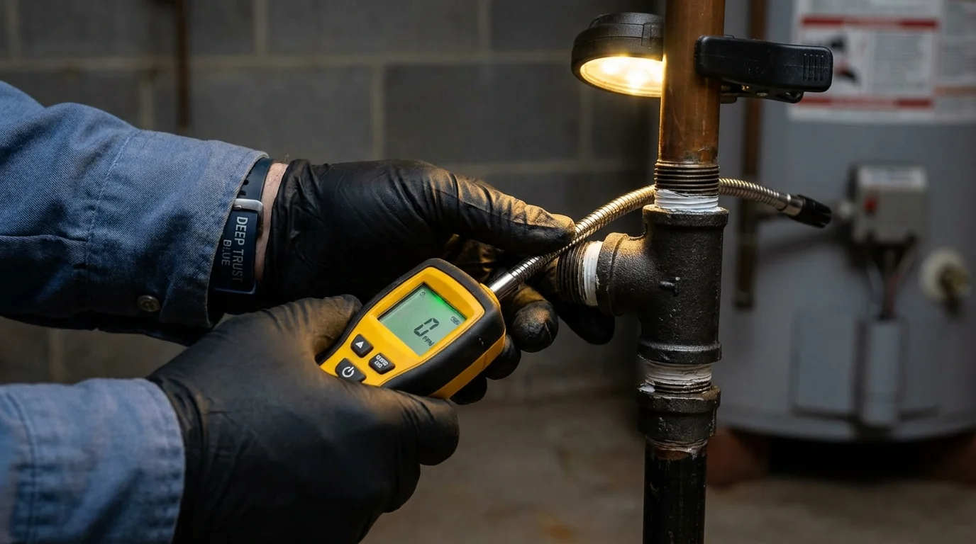 Gas leak detection with electronic sniffer by Johns Plumbing LLC in Riverdale