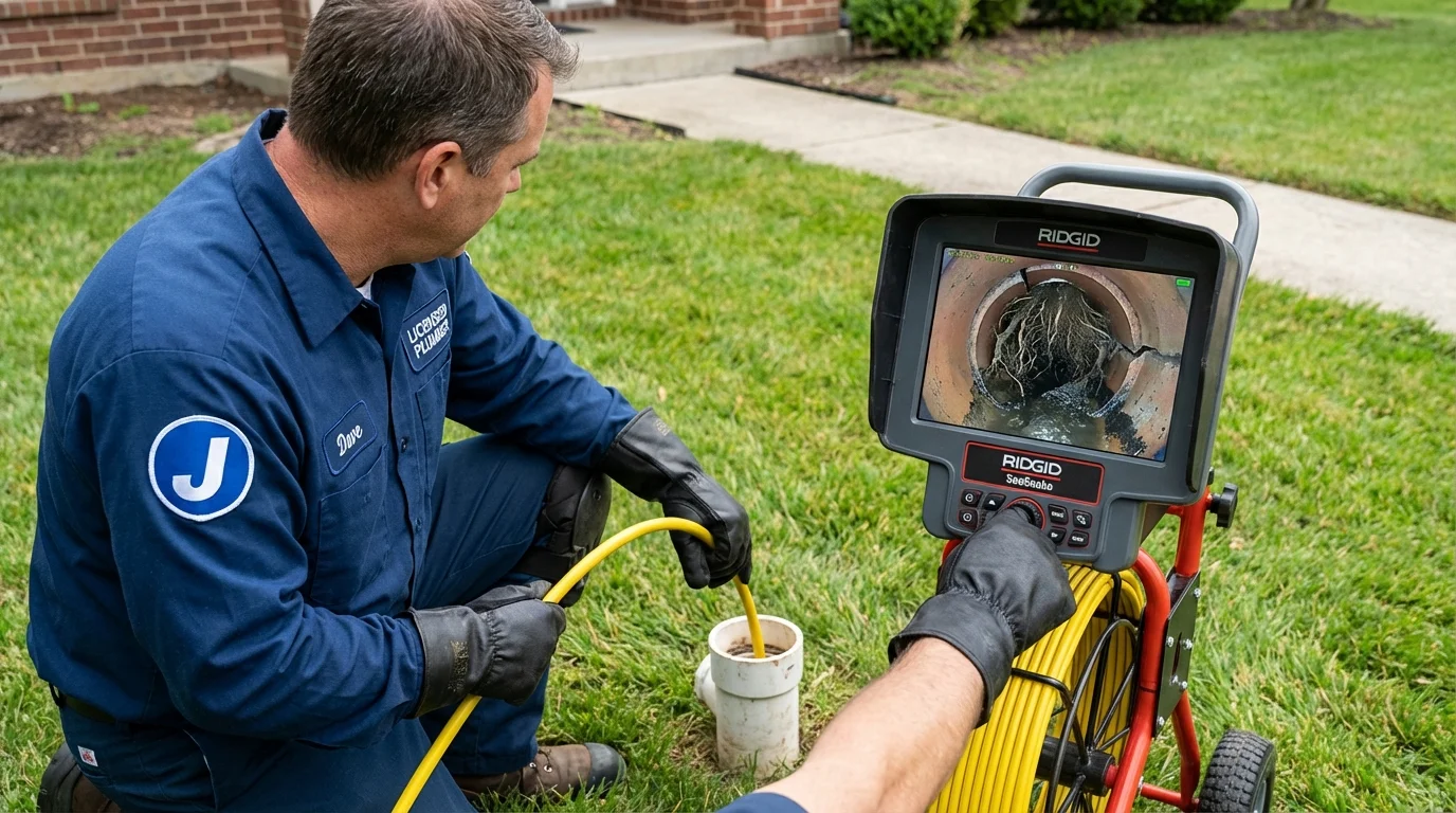 Sewer camera inspection being performed by Johns Plumbing LLC in Riverdale